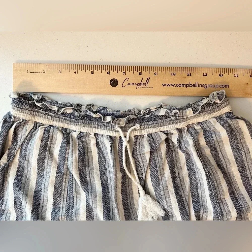 Abercrombie & Fitch Linen Cotton Blend Mini Skirt Blue White Stripes Size Medium